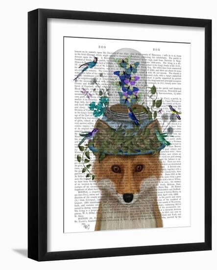 Fox with Butterfly Bell Jar-Fab Funky-Framed Art Print