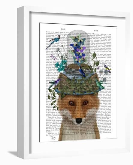 Fox with Butterfly Bell Jar-Fab Funky-Framed Art Print