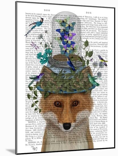 Fox with Butterfly Bell Jar-Fab Funky-Mounted Art Print