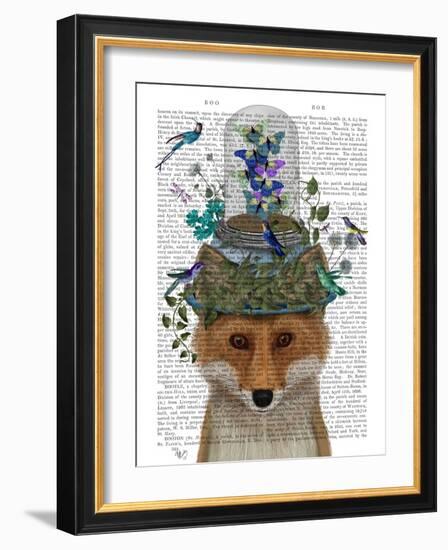 Fox with Butterfly Bell Jar-Fab Funky-Framed Art Print