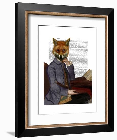 Fox with Flute-Fab Funky-Framed Art Print