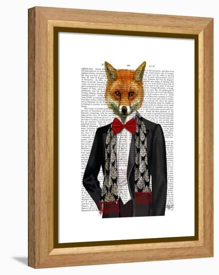 Fox with Red Bow Tie-Fab Funky-Framed Stretched Canvas