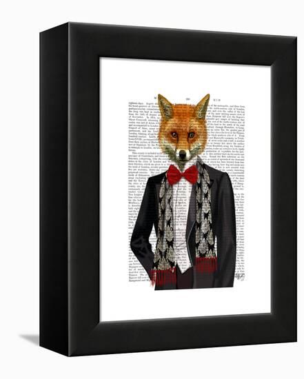Fox with Red Bow Tie-Fab Funky-Framed Stretched Canvas