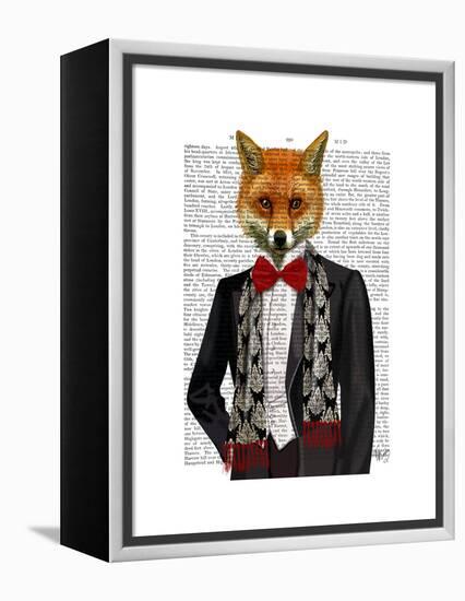 Fox with Red Bow Tie-Fab Funky-Framed Stretched Canvas