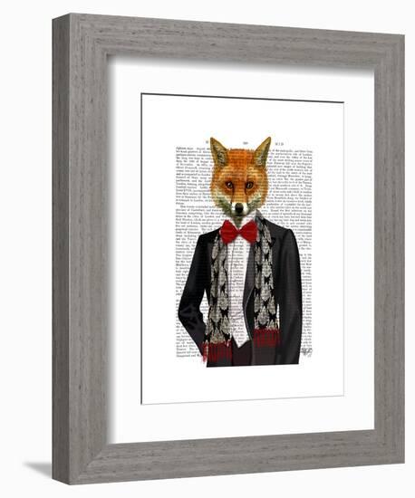 Fox with Red Bow Tie-Fab Funky-Framed Art Print