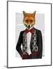 Fox with Red Bow Tie-Fab Funky-Mounted Art Print