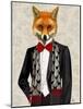 Fox with Red Bow Tie-Fab Funky-Mounted Art Print