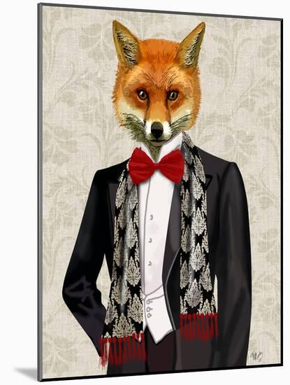 Fox with Red Bow Tie-Fab Funky-Mounted Art Print