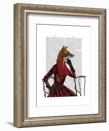 Fox with Red Scarf-Fab Funky-Framed Art Print