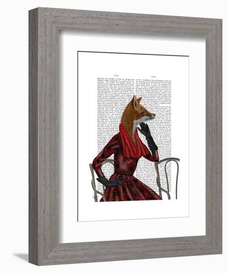 Fox with Red Scarf-Fab Funky-Framed Art Print