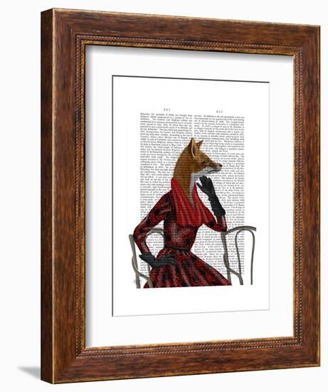 Fox with Red Scarf-Fab Funky-Framed Art Print