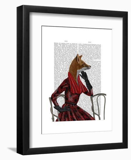 Fox with Red Scarf-Fab Funky-Framed Art Print