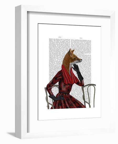 Fox with Red Scarf-Fab Funky-Framed Art Print