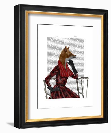 Fox with Red Scarf-Fab Funky-Framed Art Print