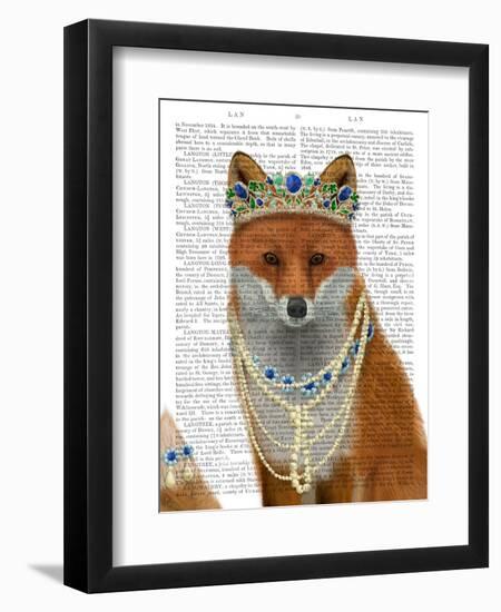 Fox with Tiara, Portrait-Fab Funky-Framed Art Print