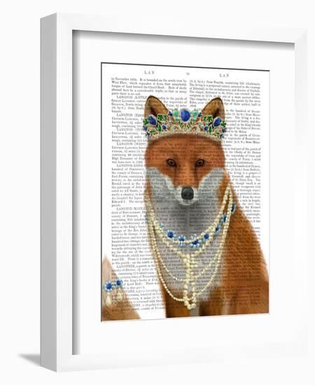 Fox with Tiara, Portrait-Fab Funky-Framed Art Print