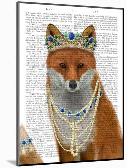 Fox with Tiara, Portrait-Fab Funky-Mounted Art Print