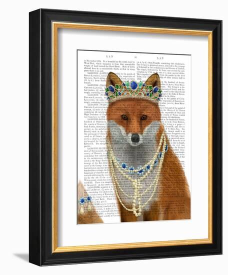 Fox with Tiara, Portrait-Fab Funky-Framed Art Print