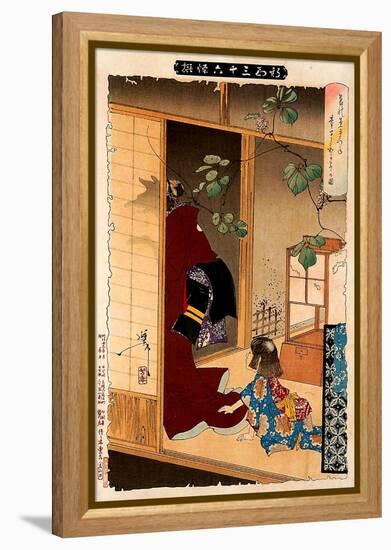 Fox Woman Leaving Her Child, Thirty-Six Transformations-Yoshitoshi Tsukioka-Framed Premier Image Canvas