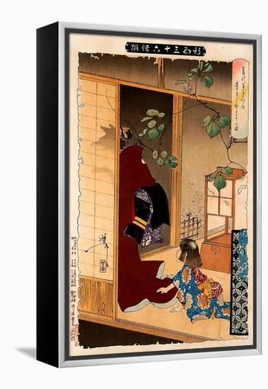 Fox Woman Leaving Her Child, Thirty-Six Transformations-Yoshitoshi Tsukioka-Framed Premier Image Canvas