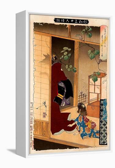 Fox Woman Leaving Her Child, Thirty-Six Transformations-Yoshitoshi Tsukioka-Framed Premier Image Canvas