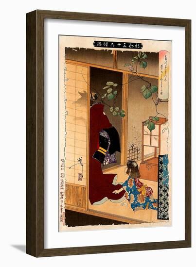 Fox Woman Leaving Her Child, Thirty-Six Transformations-Yoshitoshi Tsukioka-Framed Giclee Print