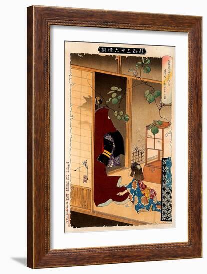 Fox Woman Leaving Her Child, Thirty-Six Transformations-Yoshitoshi Tsukioka-Framed Giclee Print