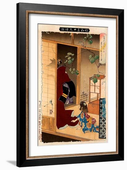 Fox Woman Leaving Her Child, Thirty-Six Transformations-Yoshitoshi Tsukioka-Framed Giclee Print