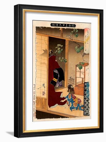 Fox Woman Leaving Her Child, Thirty-Six Transformations-Yoshitoshi Tsukioka-Framed Giclee Print