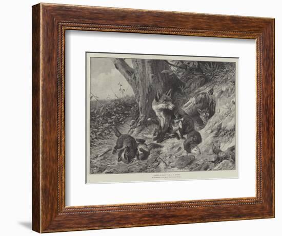 Foxes at Play-Carl Friedrich Deiker-Framed Giclee Print