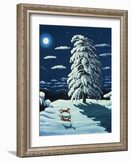 Foxes in Moonlight, 1989-Liz Wright-Framed Giclee Print