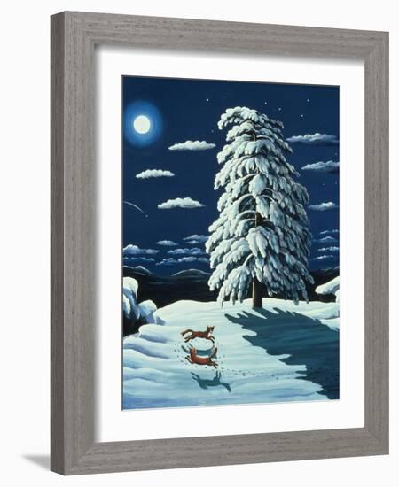 Foxes in Moonlight, 1989-Liz Wright-Framed Giclee Print