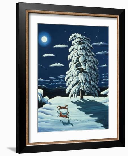 Foxes in Moonlight, 1989-Liz Wright-Framed Giclee Print