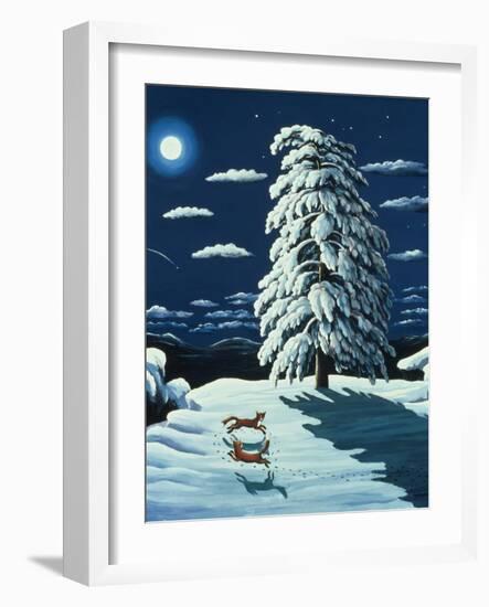 Foxes in Moonlight, 1989-Liz Wright-Framed Giclee Print