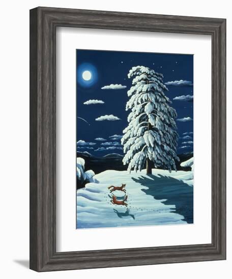 Foxes in Moonlight, 1989-Liz Wright-Framed Giclee Print