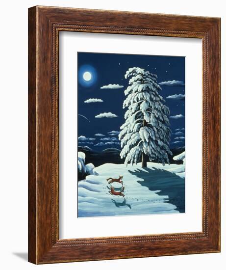 Foxes in Moonlight, 1989-Liz Wright-Framed Giclee Print