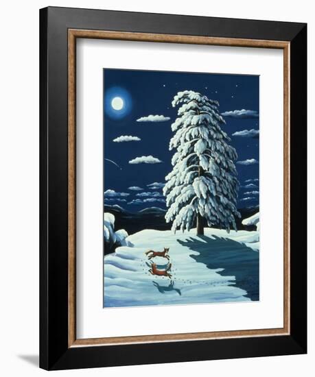 Foxes in Moonlight, 1989-Liz Wright-Framed Giclee Print