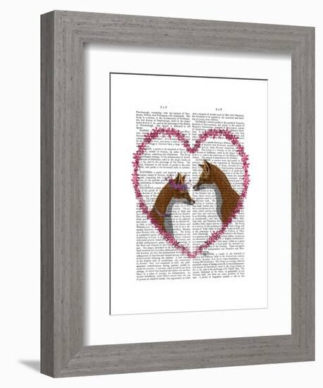 Foxes in Pink Heart-Fab Funky-Framed Art Print
