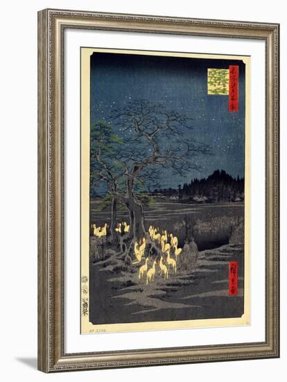 Foxes Meeting at Oji-Utagawa Hiroshige-Framed Art Print