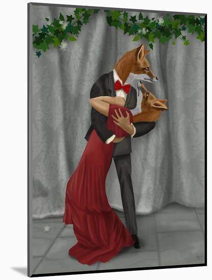 Foxes Romantic Dancers-Fab Funky-Mounted Art Print