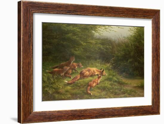 Foxes Waiting for the Prey-Carl Friedrich Deiker-Framed Giclee Print