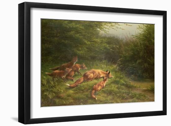 Foxes Waiting for the Prey-Carl Friedrich Deiker-Framed Giclee Print