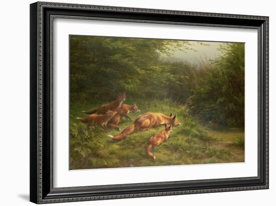 Foxes Waiting for the Prey-Carl Friedrich Deiker-Framed Giclee Print