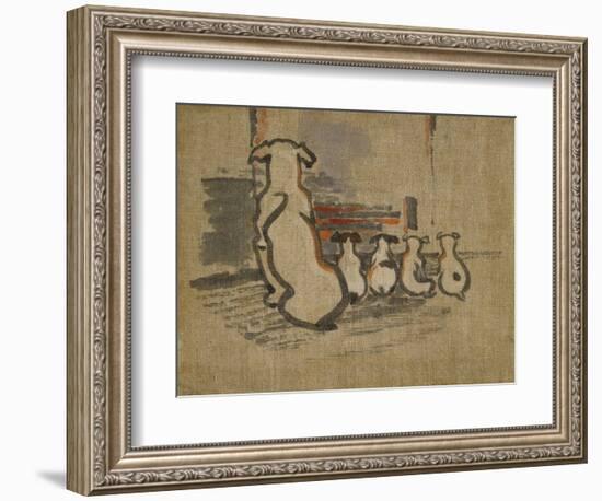 Foxhound and Puppies-Joseph Crawhall-Framed Giclee Print