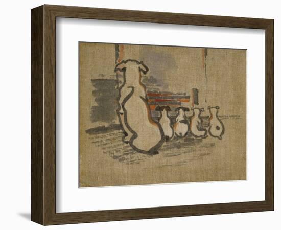 Foxhound and Puppies-Joseph Crawhall-Framed Giclee Print