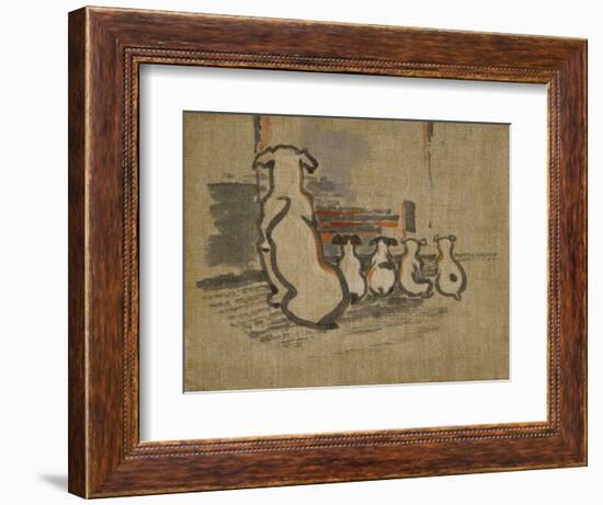 Foxhound and Puppies-Joseph Crawhall-Framed Giclee Print