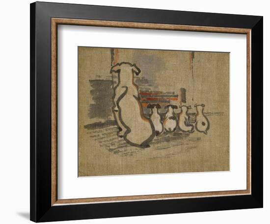 Foxhound and Puppies-Joseph Crawhall-Framed Giclee Print