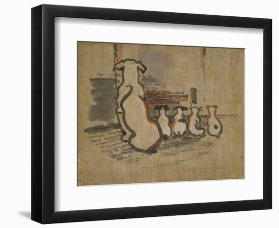 Foxhound and Puppies-Joseph Crawhall-Framed Giclee Print