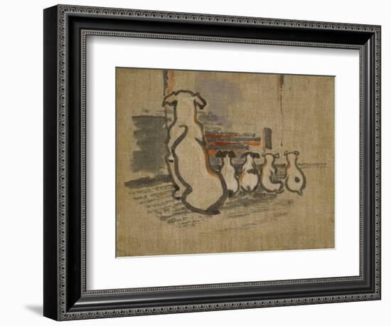 Foxhound and Puppies-Joseph Crawhall-Framed Giclee Print