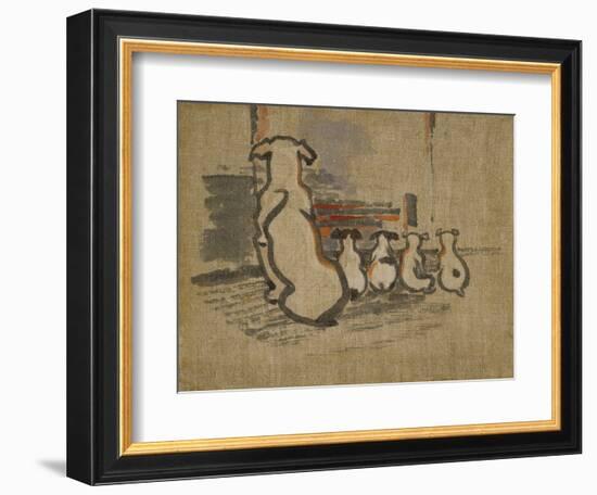 Foxhound and Puppies-Joseph Crawhall-Framed Giclee Print